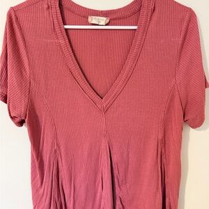 Altar'd State ribbed V-neck tee in rose mauve